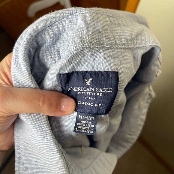 Men’s American Eagle Classic Fit Button Down Long Sleeve Blue Top Size Medium - Picture 5 of 8